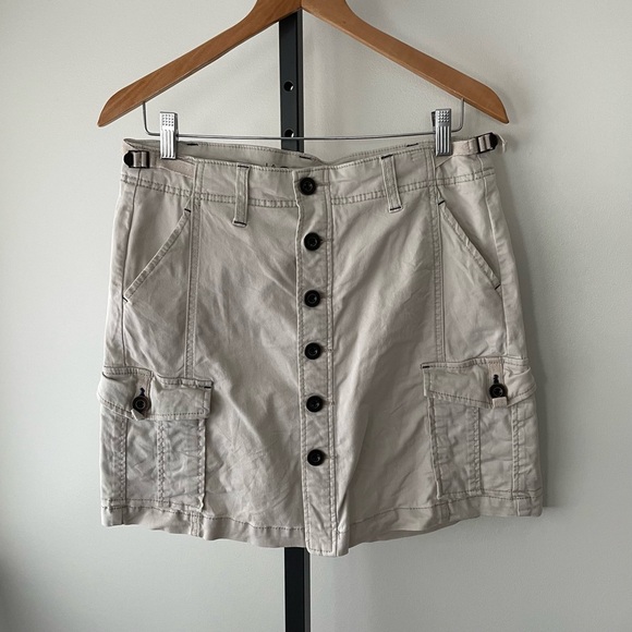 JAG Jeans Boardwalk Button Front Cargo Utility Mini Skirt Bay Twill Khaki Tan - Picture 1 of 10
